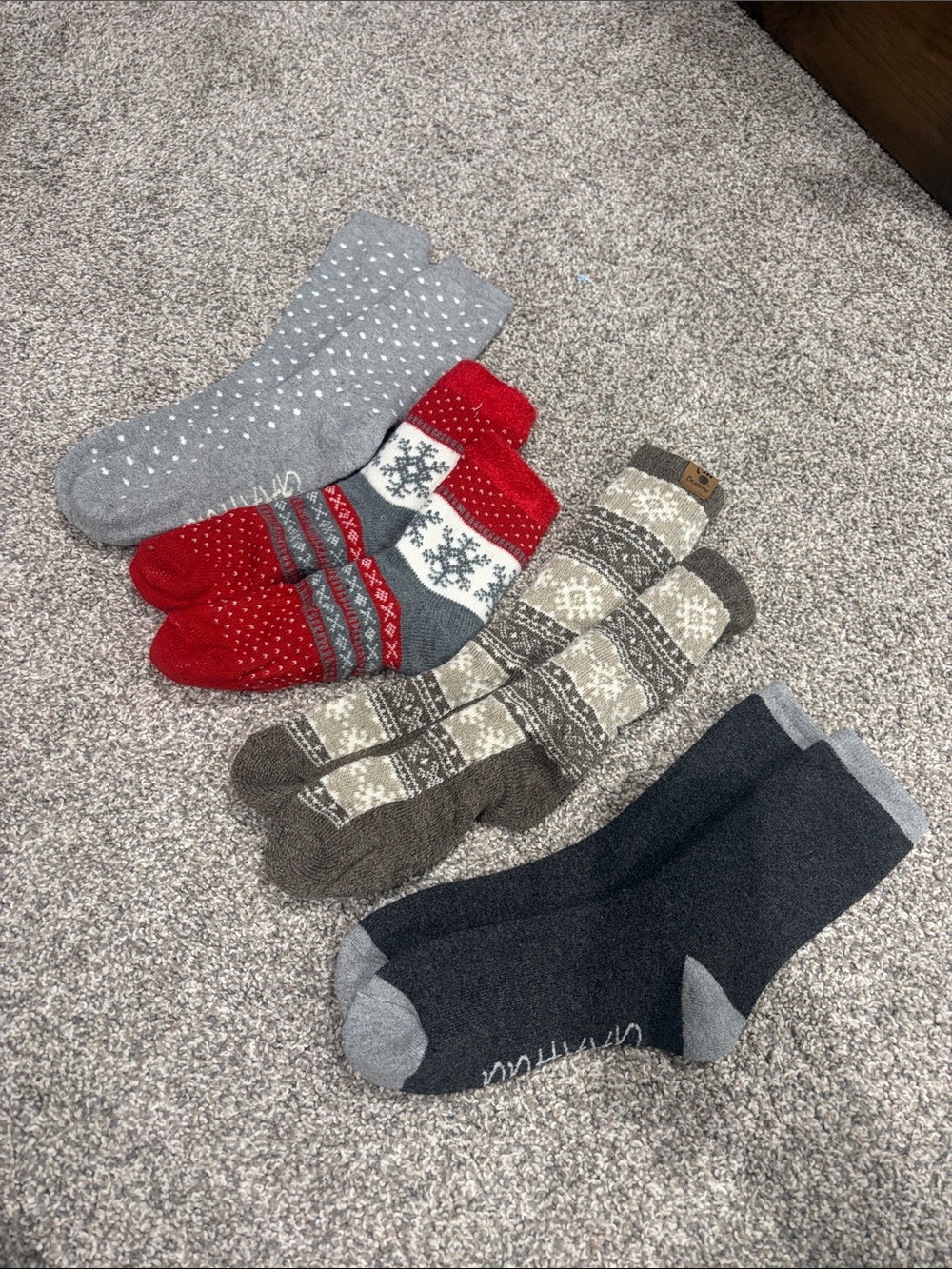 Women's Winter Crew Socks - Red, Gray, Brown Pack